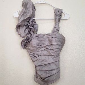 Bebe, Size XXS, Shimmery Silver Corset-like top